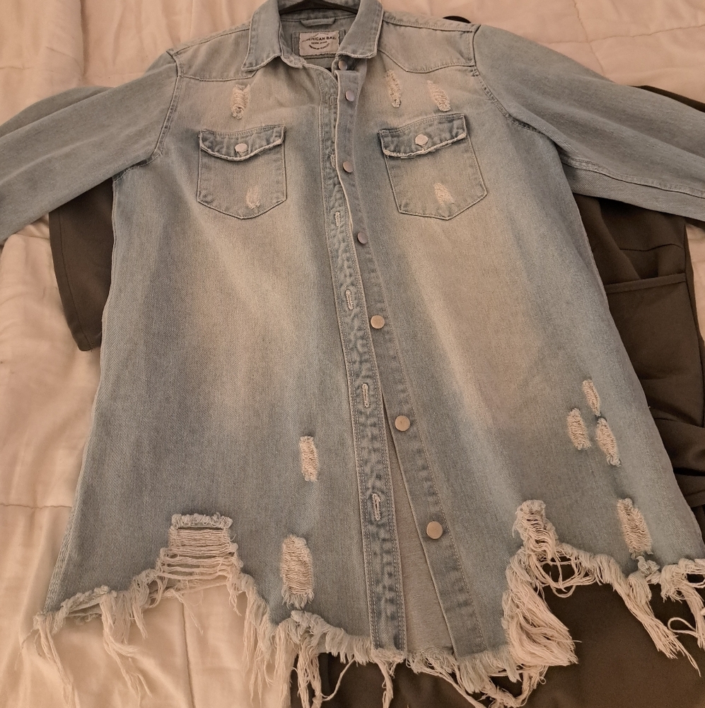 Oversized Distressed jean jacket